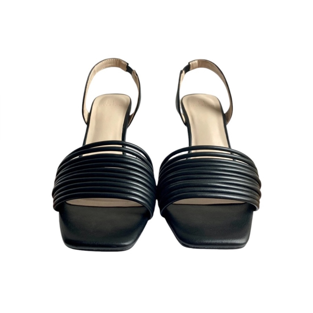 H by Halston Black Heels with Open Toe and Multiple Straps